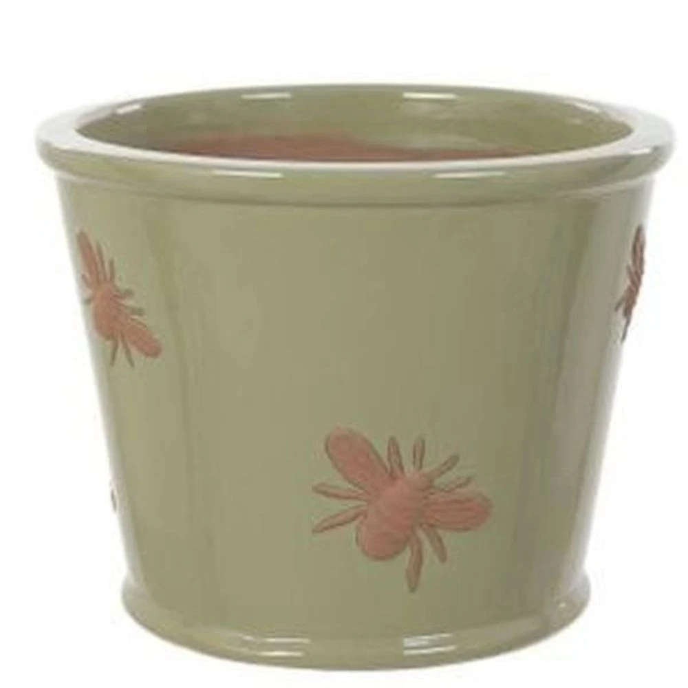 Woodlodge 31cm Glazed Green Bee Pot