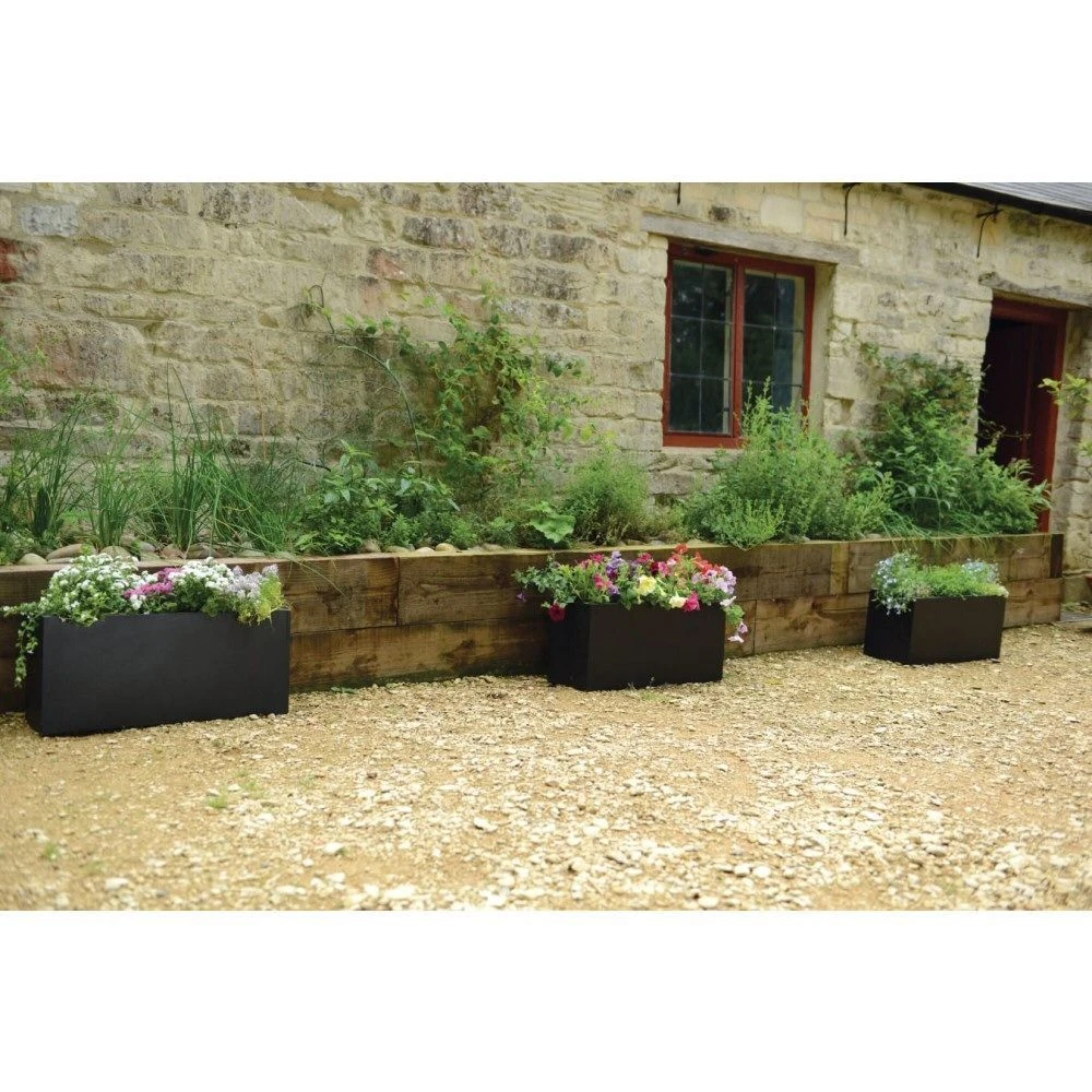 Woodlodge 40cm Black Polylite Trough Planter - Image 2