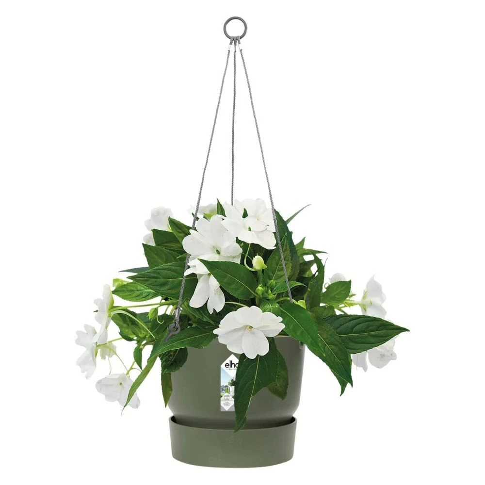 Elho 24cm Leaf Green Greenville Hanging Basket Planter - Image 2